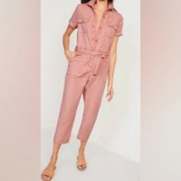Old Navy NWT Tie-Belt Utility Canvas Jumpsuit Size Xl. - Picture 2 of 15